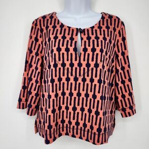 Plenty by Tracy Reese NWT Coral Navy Baja‎ Top Medium Geo Preppy Chic Modern